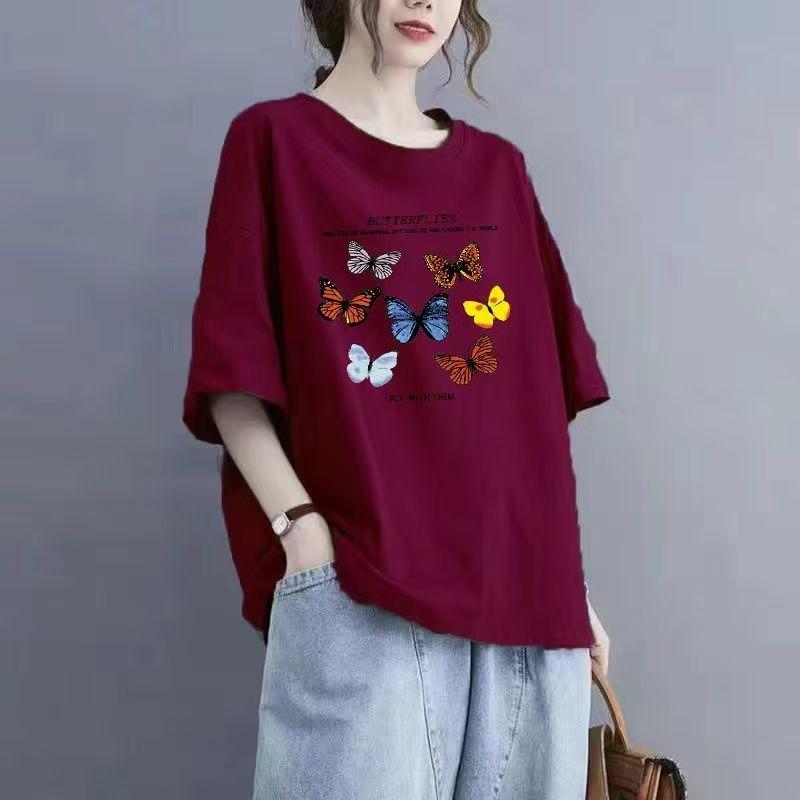 Літня бавовняна футболка з круглим вирізом та коротким рукавом, повсякденна, вільна, з принтом, пуловер, базова футболка, жіноча 3XL
Літня бавовняна футболка з круглим вирізом та коротким рукавом, повсякденна, вільна, з принтом, пуловер, базова футболка, жіноча 3XL