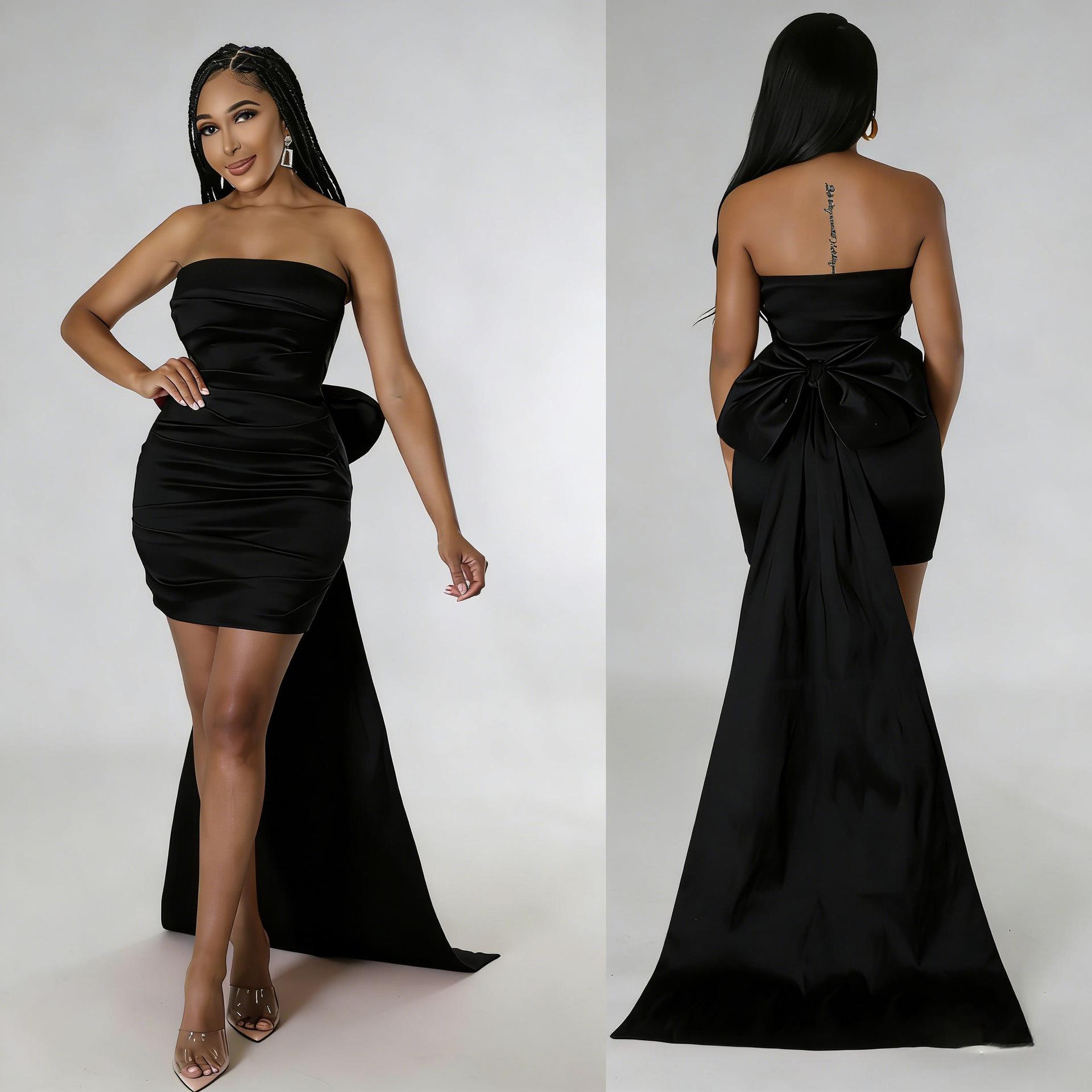 M3095 Европейское и американское strapless (без бретелей) облегающее платье с открытыми плечами, плиссированное, для вечерней вечеринки M чёрный
M3095 Европейское и американское strapless (без бретелей) облегающее платье с открытыми плечами, плиссированное, для вечерней вечеринки M чёрный