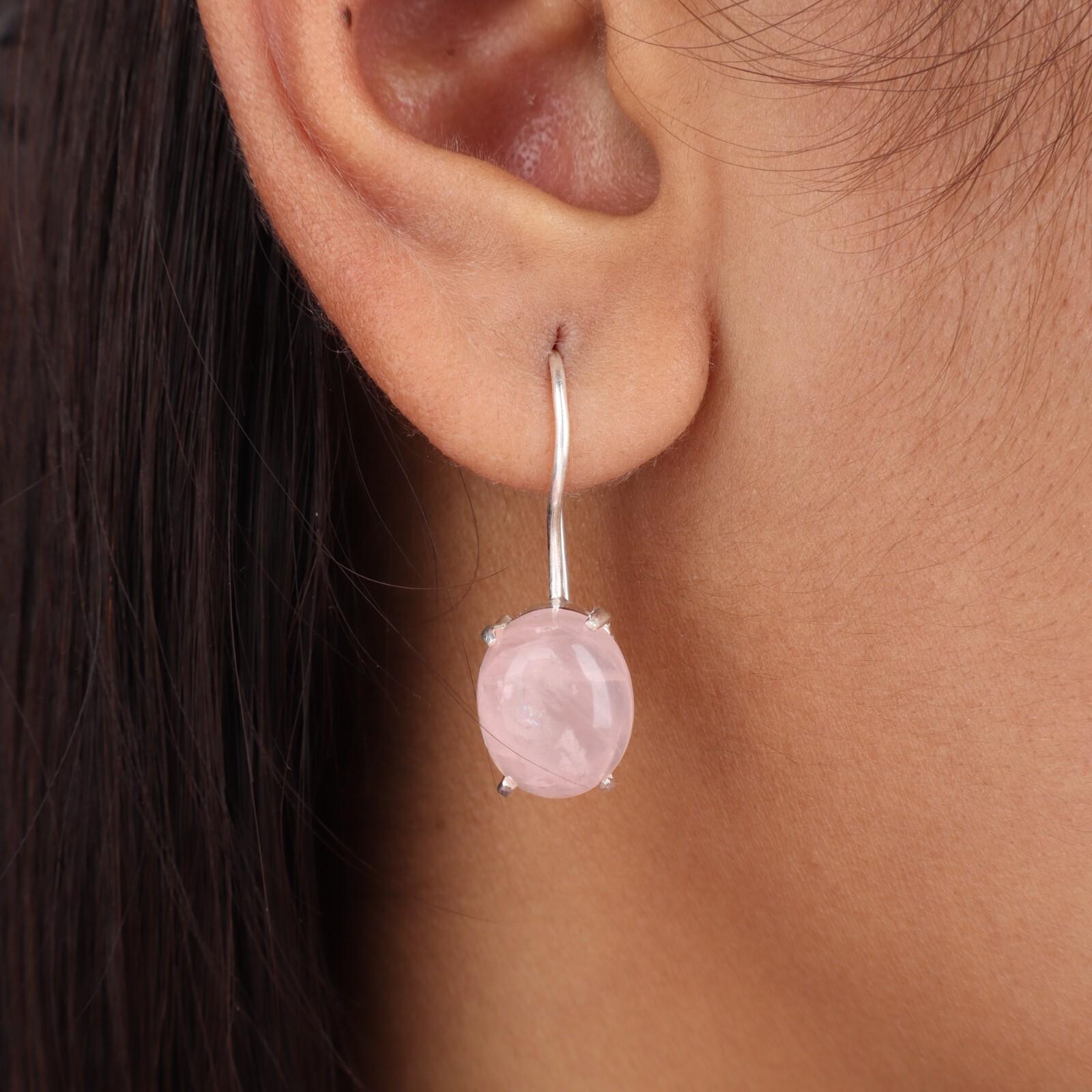 Natural Rose Quartz Gemstone 925 Sterling Silver Handmade Dangle Earrings 1.05 EE-173-27
Natural Rose Quartz Gemstone 925 Sterling Silver Handmade Dangle Earrings 1.05 EE-173-27