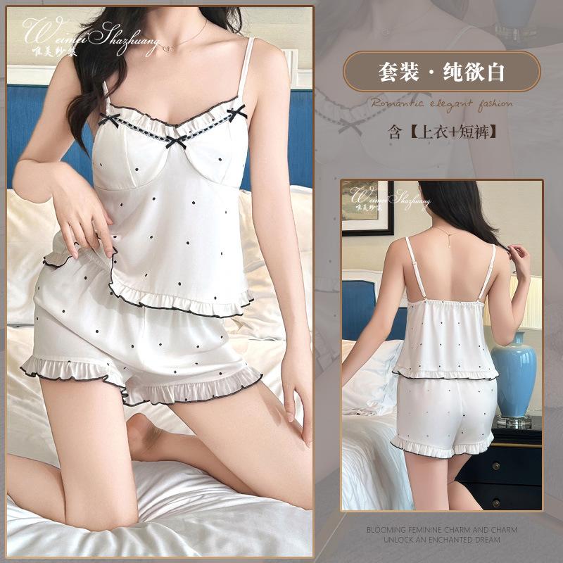 Beautiful yarn summer new pure desire suspender shorts set sweet polka dots with chest pad can be worn outside M белый
Beautiful yarn summer new pure desire suspender shorts set sweet polka dots with chest pad can be worn outside M белый