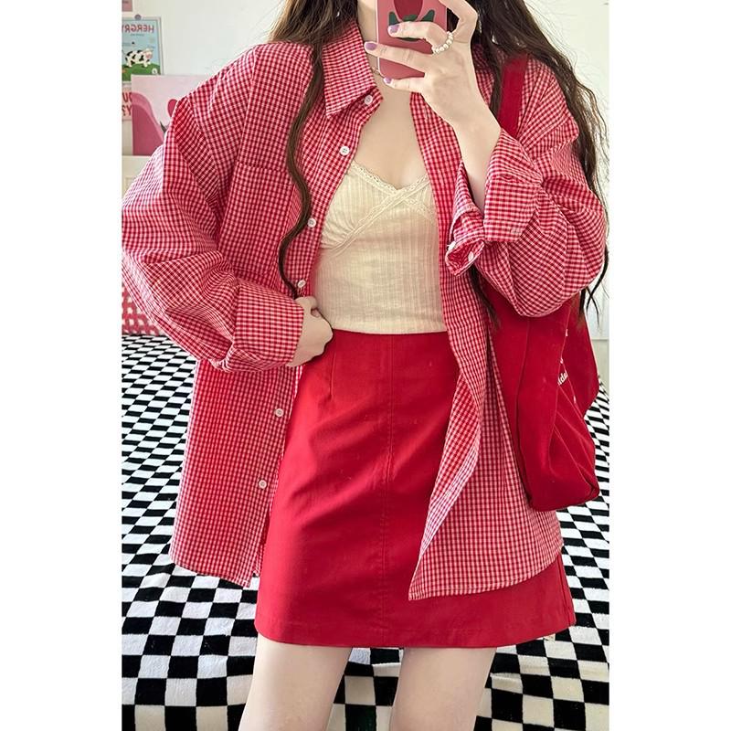 Красный женский кардиган в клетку с длинным рукавом – Весна 2025 Рубашка и пальто для защиты от солнца Extra Large красный
Красный женский кардиган в клетку с длинным рукавом – Весна 2025 Рубашка и пальто для защиты от солнца Extra Large красный