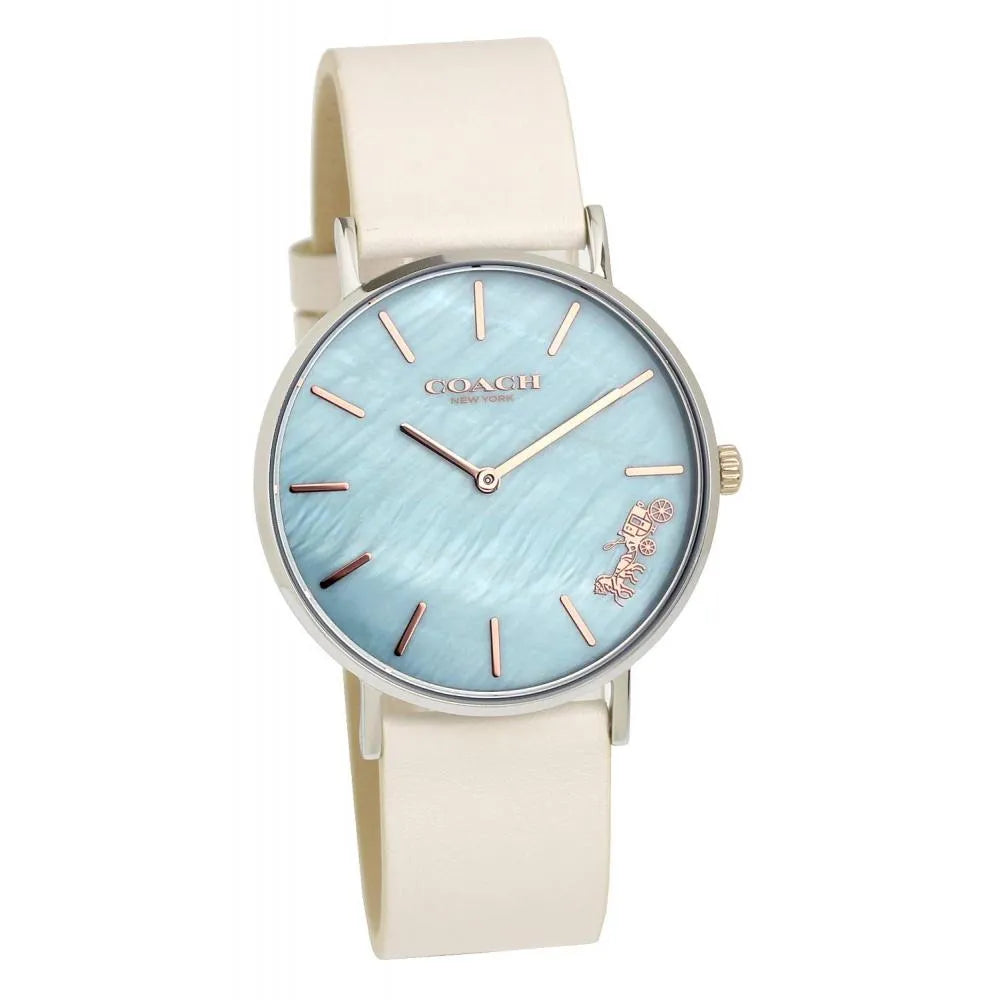 Coach Perry Blue Mother of Pearl Dial White Leather Strap Watch for Women - 14503270
Coach Perry Blue Mother of Pearl Dial White Leather Strap Watch for Women - 14503270