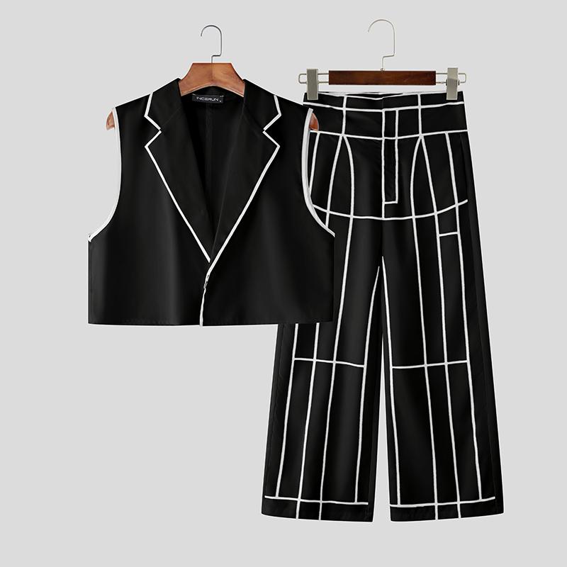 INCERUN Men Suits Long Sleeve Stitching Cropped Blazer Long Pants Plaid Sets
INCERUN Men Suits Long Sleeve Stitching Cropped Blazer Long Pants Plaid Sets