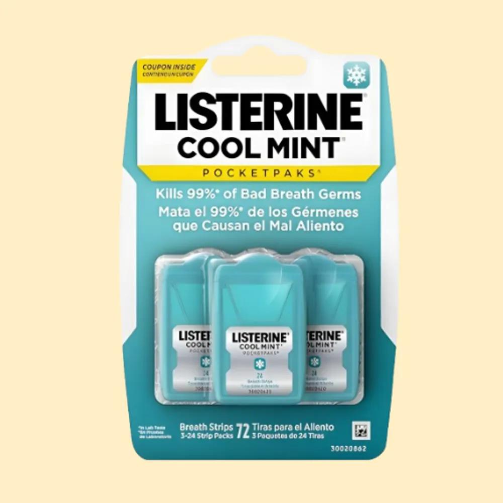Listerine Film Pocket Pack Cool Mint 3-Pack Bad Breath Removal Portable Paper Mouthwash Oral Care
Listerine Film Pocket Pack Cool Mint 3-Pack Bad Breath Removal Portable Paper Mouthwash Oral Care