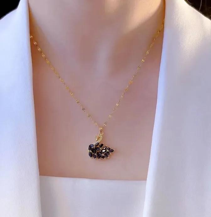 New Exquisite Full Crystal Pink Swan Pendant Necklace for Women Luxury Gold Color Stainless Steel Collar Korea Zircon Colorfast чорний
New Exquisite Full Crystal Pink Swan Pendant Necklace for Women Luxury Gold Color Stainless Steel Collar Korea Zircon Colorfast чорний