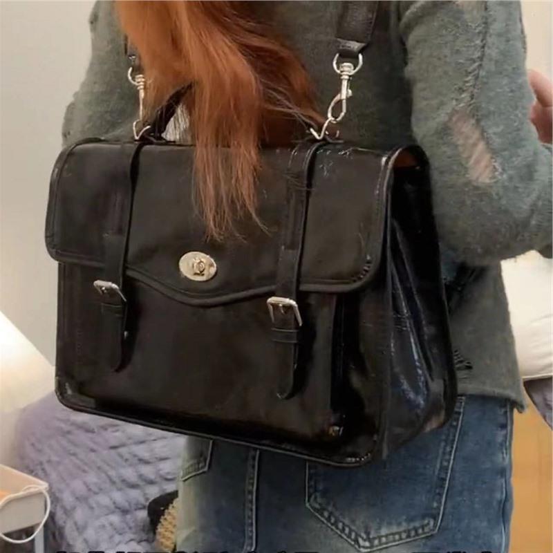 Сумка-мессенджер в студенческом стиле, школьная сумка, нишевая сумка из масляной вощеной кожи, портфель, сумка-мессенджер, рюкзак для поездок на работу чёрный