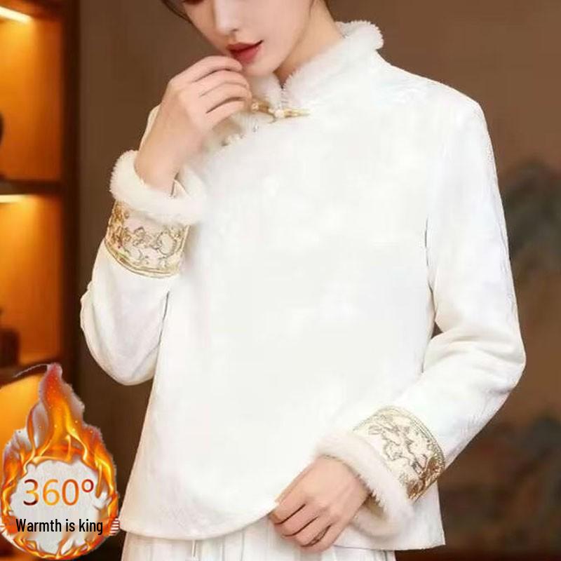 2025 Autumn/Winter Chinese Style Elegant Plush-Trimmed Velvet Long Sleeve Base Shirt 4XL 135-145 jin белый
2025 Autumn/Winter Chinese Style Elegant Plush-Trimmed Velvet Long Sleeve Base Shirt 4XL 135-145 jin белый