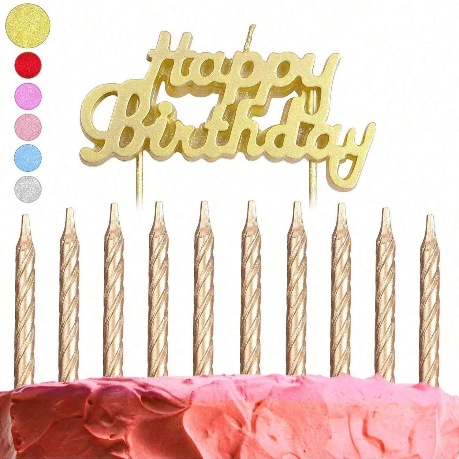11Pcs Birthday Cake Candles Set – 10-Pack Spiral Candles and Happy Birthday Candles Cake Topper – Elegant Candles and Letter Can (As shown-176)-
11Pcs Birthday Cake Candles Set – 10-Pack Spiral Candles and Happy Birthday Candles Cake Topper – Elegant Candles and Letter Can (As shown-176)-