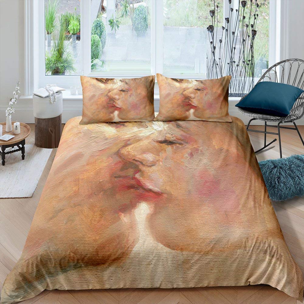Kiss Pattern Comforter Cover Set Abstract Oil Painting Duvet Cover Modern Fashion Design Microfiber Bedding Set 3pcs for Lovers EU Single(135x200cm)
Kiss Pattern Comforter Cover Set Abstract Oil Painting Duvet Cover Modern Fashion Design Microfiber Bedding Set 3pcs for Lovers EU Single(135x200cm)