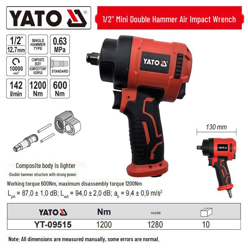 Пневматичний ударний гайковерт YATO Industrial, Подвійний молоток, Авторемонт, Сильний шторм, Мала повітряна гармата
Пневматичний ударний гайковерт YATO Industrial, Подвійний молоток, Авторемонт, Сильний шторм, Мала повітряна гармата