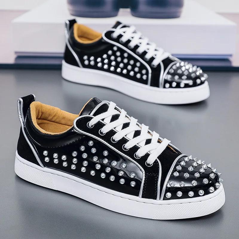 New Designer Men Leather Casual Shoes Punk Trend Rivet Flat Skate Shoes Young Man Cool Loafers 44 чорний
New Designer Men Leather Casual Shoes Punk Trend Rivet Flat Skate Shoes Young Man Cool Loafers 44 чорний