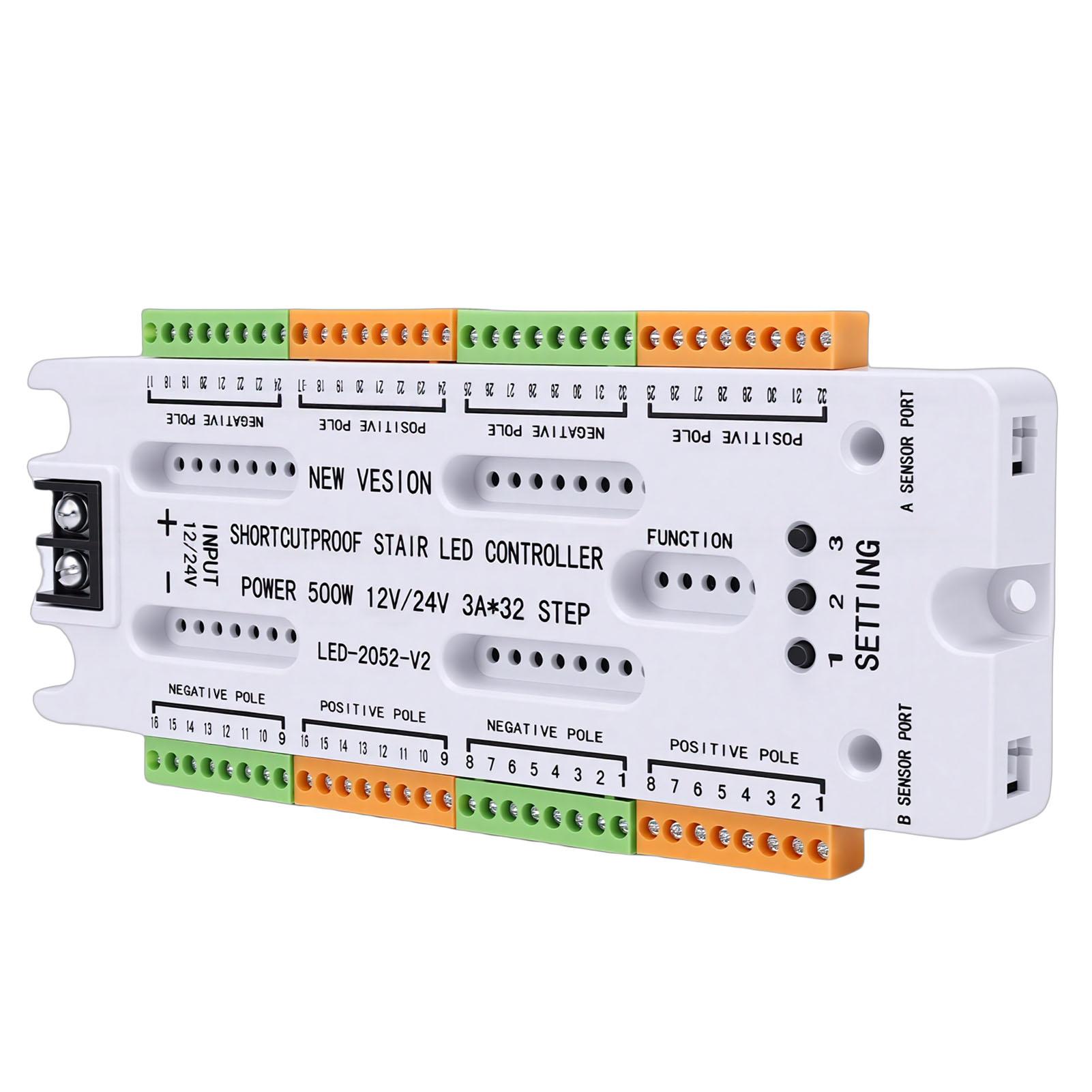 LED Stair Light Controller Motion Sensor 32 Channel Human Body Detection Step Light Controller with Short Circuit Guard
LED Stair Light Controller Motion Sensor 32 Channel Human Body Detection Step Light Controller with Short Circuit Guard