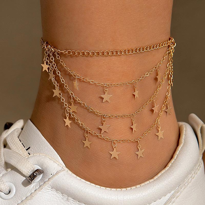 European and American jewelry, fashionable niche design fringed multi-layer star anklet women s simple and versatile metal anklet золотий
European and American jewelry, fashionable niche design fringed multi-layer star anklet women s simple and versatile metal anklet золотий