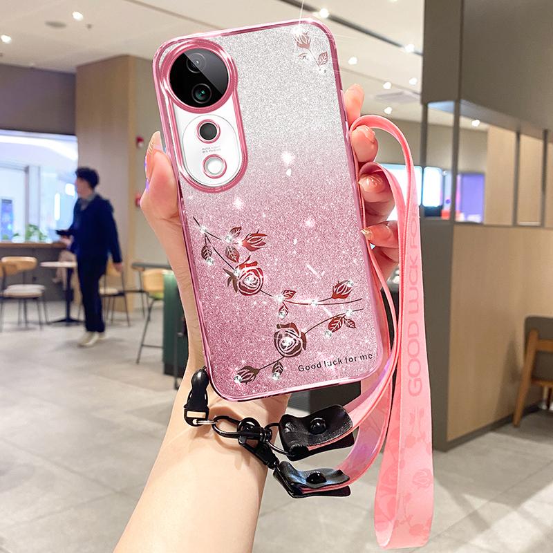 For vivo S19 Pro 5G Case TPU Glitter Flower Phone Cover with Lanyard Rose Gold
For vivo S19 Pro 5G Case TPU Glitter Flower Phone Cover with Lanyard Rose Gold