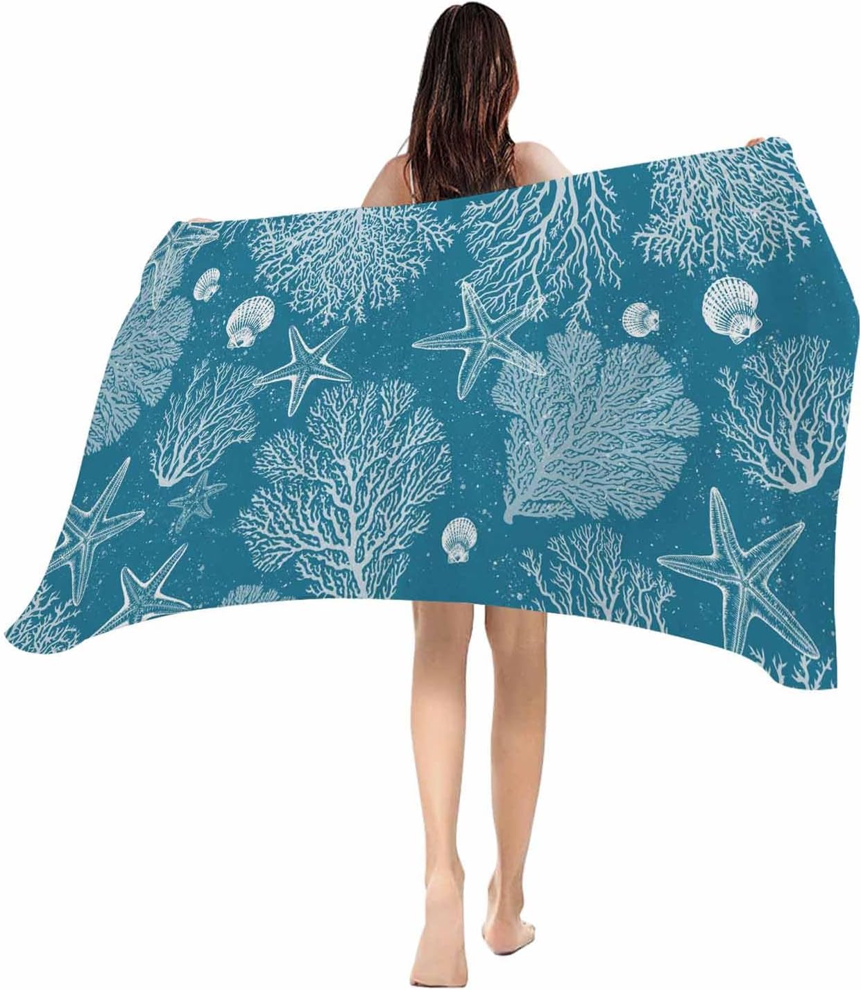 Beach Towel Navy Blue Coral Bath Pool Towels Ocean Starfish Shell Soft Absorbent Beach Towel Lightweight Large Quick Dry Swim W40*H60(CM)
Beach Towel Navy Blue Coral Bath Pool Towels Ocean Starfish Shell Soft Absorbent Beach Towel Lightweight Large Quick Dry Swim W40*H60(CM)