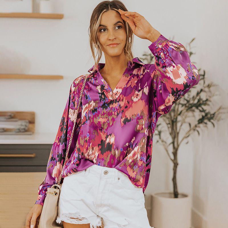Fashion Color Print Long Sleeve Pullover Shirt Female 2024 Spring & Fall New Arrival Fashion V-neck Lantern Sleeve Loose Tops Purple S is one size larger (45.00 kg-55.00 kg
Fashion Color Print Long Sleeve Pullover Shirt Female 2024 Spring & Fall New Arrival Fashion V-neck Lantern Sleeve Loose Tops Purple S is one size larger (45.00 kg-55.00 kg