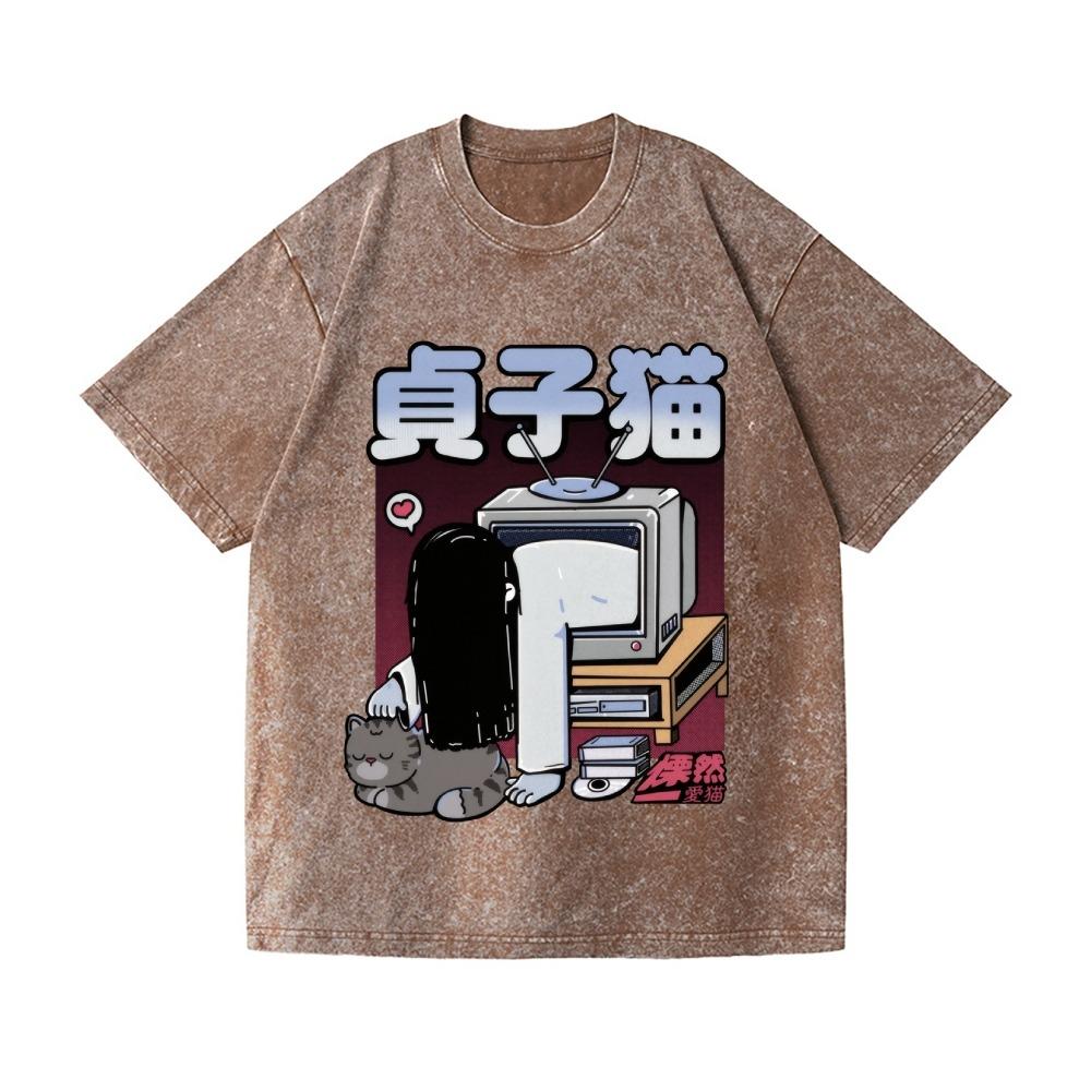Sadako Cat Vintage Wash Japanese Design TShirt Oversized Summer Short Sleeve Oneck Harajuku Sports Tees Man Clothings S
Sadako Cat Vintage Wash Japanese Design TShirt Oversized Summer Short Sleeve Oneck Harajuku Sports Tees Man Clothings S