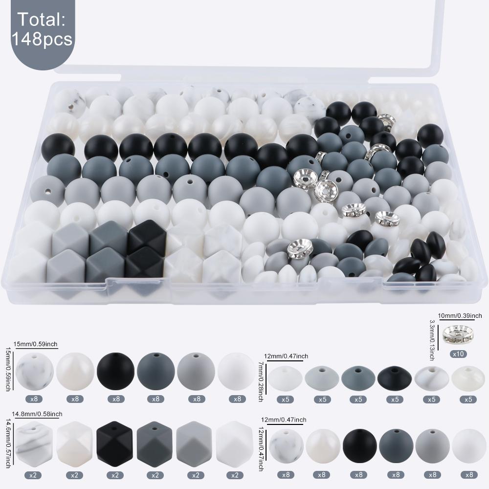 Kovict 148Pcs/Box Mix Silicone Beads Loose Rhinestone Spacer Bead DIY Keychain Necklace Bracelet Accessories For Jewelry Making
Kovict 148Pcs/Box Mix Silicone Beads Loose Rhinestone Spacer Bead DIY Keychain Necklace Bracelet Accessories For Jewelry Making