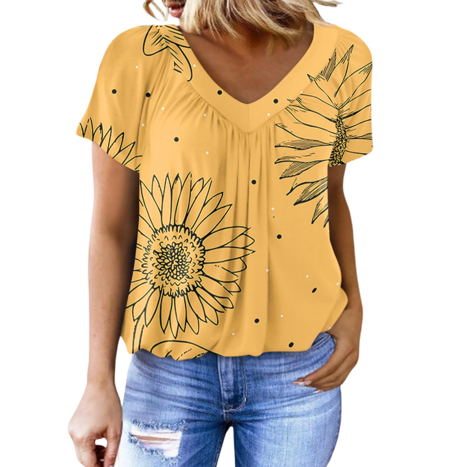 Women s Casual V-neck Pleated Floral Print Short-sleeved Top XL жовтий
Women s Casual V-neck Pleated Floral Print Short-sleeved Top XL жовтий