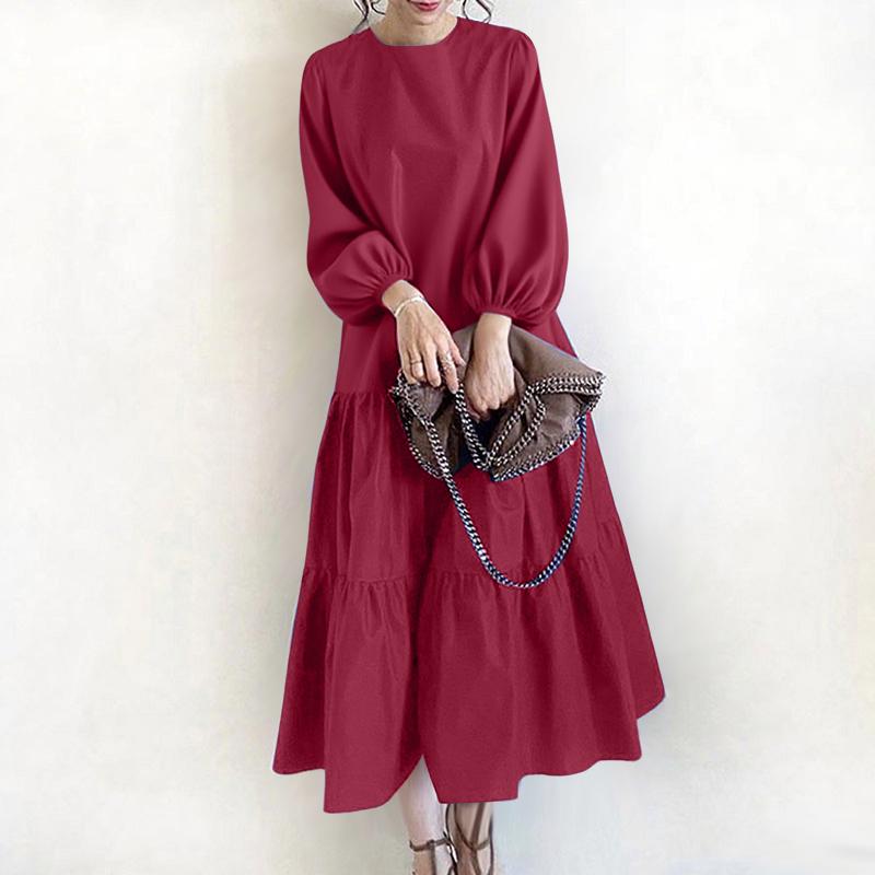 ZANZEA Женское повседневное платье с круглым вырезом и длинным рукавом L вино красного
ZANZEA Женское повседневное платье с круглым вырезом и длинным рукавом L вино красного