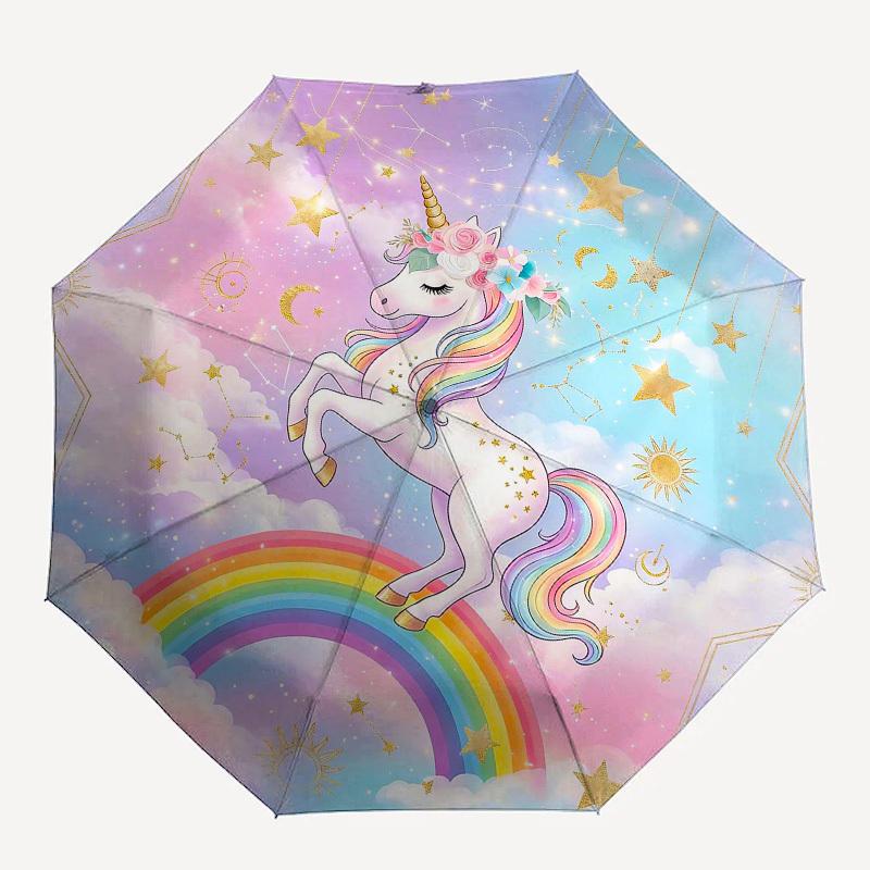 1PC Unicorn Rainbow Umbrella-8-Rib Reinforced, Automatic Open, Lightweight & Durable, Fashion Accessory for Outdoor, Beach L0356
1PC Unicorn Rainbow Umbrella-8-Rib Reinforced, Automatic Open, Lightweight & Durable, Fashion Accessory for Outdoor, Beach L0356