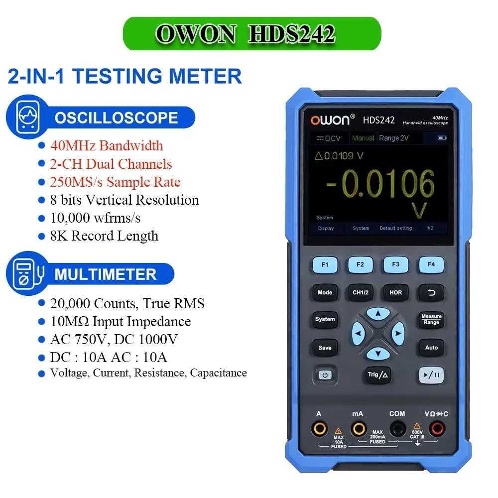 OWON HDS242S 242 Handheld Digital Oscilloscope 250MS/s 8 Bits 40MHz Bandwidth 2CH+1CH Generator True-RMS Multimeter Osciloscopio
OWON HDS242S 242 Handheld Digital Oscilloscope 250MS/s 8 Bits 40MHz Bandwidth 2CH+1CH Generator True-RMS Multimeter Osciloscopio