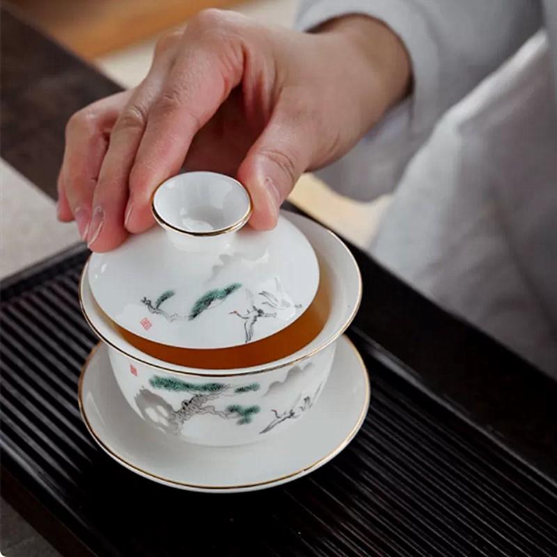 120ml Hand-painted White Porcelain Gaiwan High-quality Mutton Fat Jade Porcelain Teacup Portable Ceramic Teaware Tea Infuser 10X8.5CM 120ML
120ml Hand-painted White Porcelain Gaiwan High-quality Mutton Fat Jade Porcelain Teacup Portable Ceramic Teaware Tea Infuser 10X8.5CM 120ML
