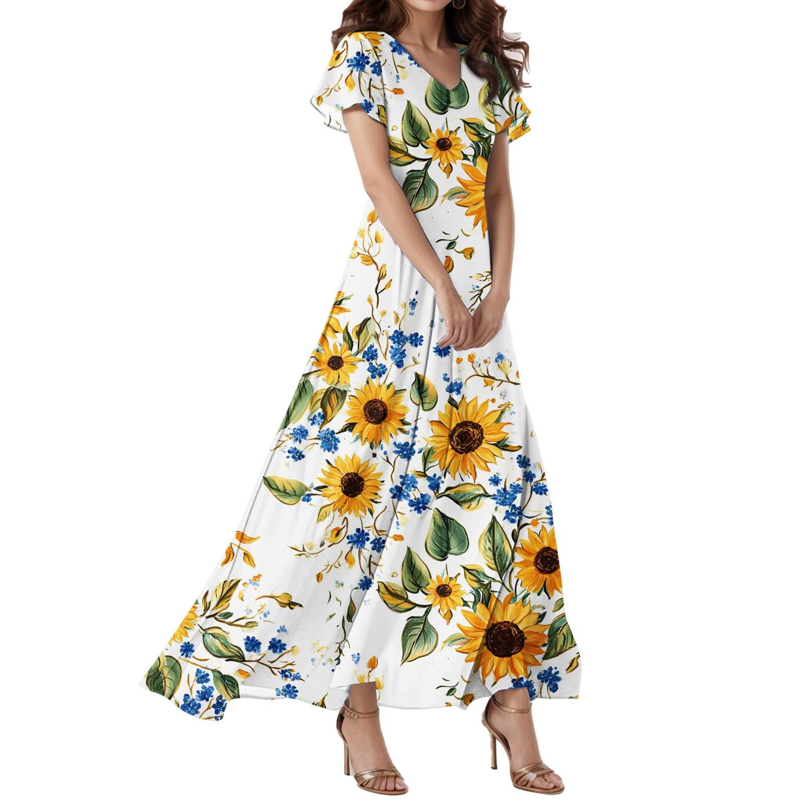 Женское свободное повседневное платье с V-образным вырезом, короткими рукавами, высокой талией и цветочным принтом Платье с цветочным принтом XS жёлтый
Женское свободное повседневное платье с V-образным вырезом, короткими рукавами, высокой талией и цветочным принтом Платье с цветочным принтом XS жёлтый