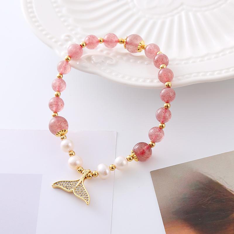 Natural Crystal Strawberry Crystal Pearl Bracelet Fishtail Pendant Bangles Women Fashion Jewelry accessories Gift
Natural Crystal Strawberry Crystal Pearl Bracelet Fishtail Pendant Bangles Women Fashion Jewelry accessories Gift