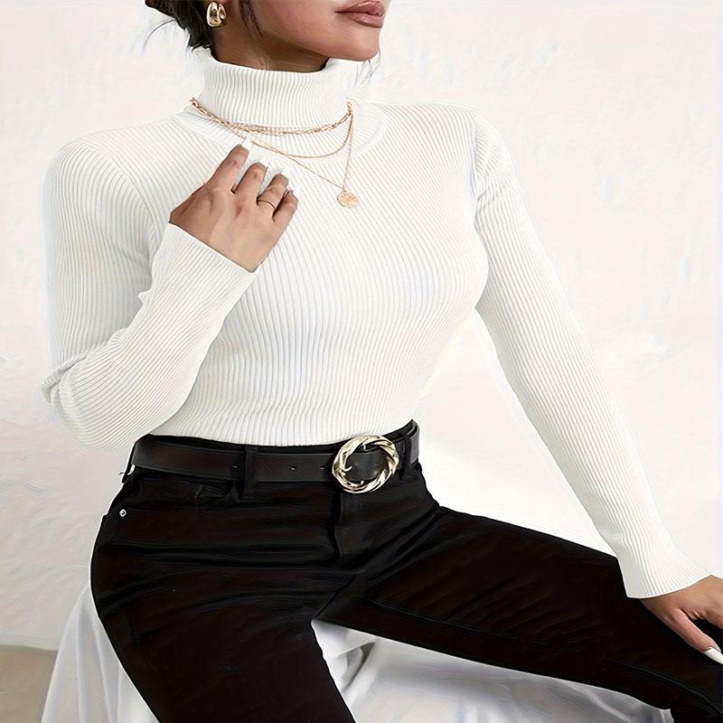 Женский осенний трикотажный свитер с длинным рукавом и высоким воротом однотонного цвета L белый
Женский осенний трикотажный свитер с длинным рукавом и высоким воротом однотонного цвета L белый