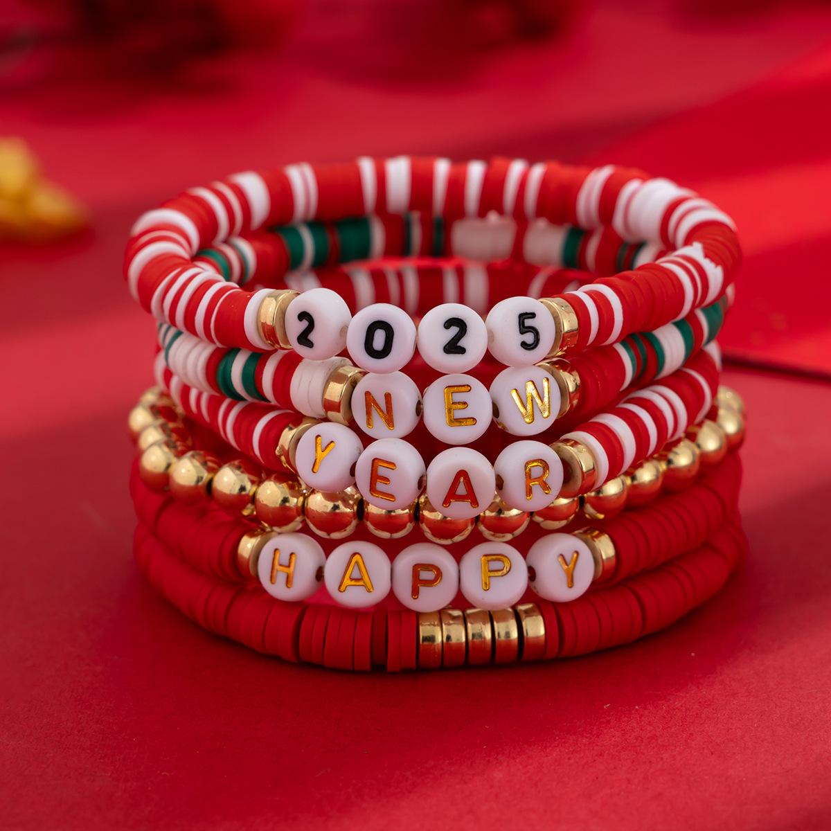 Personalized And Creative New Red Soft Pottery Beaded Bracelet, Fashionable Design Letter Elastic Bracelet Set
Personalized And Creative New Red Soft Pottery Beaded Bracelet, Fashionable Design Letter Elastic Bracelet Set