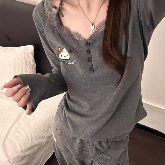 Pure desire wind kissy pajamas women s German velvet autumn and winter lace splicing cartoon KT warm and thin loungewear set M
Pure desire wind kissy pajamas women s German velvet autumn and winter lace splicing cartoon KT warm and thin loungewear set M