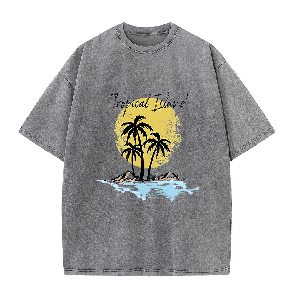 Summer Casual Washed TShirt Fashionable Coconut Tree Print Retro Distressed Pure Cotton Short Sleeve New Arrival S
Summer Casual Washed TShirt Fashionable Coconut Tree Print Retro Distressed Pure Cotton Short Sleeve New Arrival S