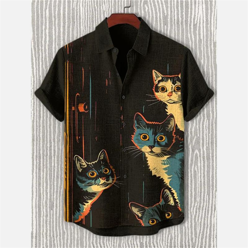 Men Summer Vacation Blouse Cats Graphic Short Sleeves Summer Button Lapel Shirts Tops 5XL
Men Summer Vacation Blouse Cats Graphic Short Sleeves Summer Button Lapel Shirts Tops 5XL