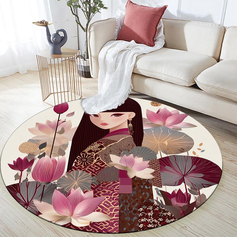 Woman with Leaves and Flowers Round Area Rug,Carpet Rug for Living Room Bedroom Sofa Playroom Decor,Non-slip Floor Mat 80cmx80cm
Woman with Leaves and Flowers Round Area Rug,Carpet Rug for Living Room Bedroom Sofa Playroom Decor,Non-slip Floor Mat 80cmx80cm