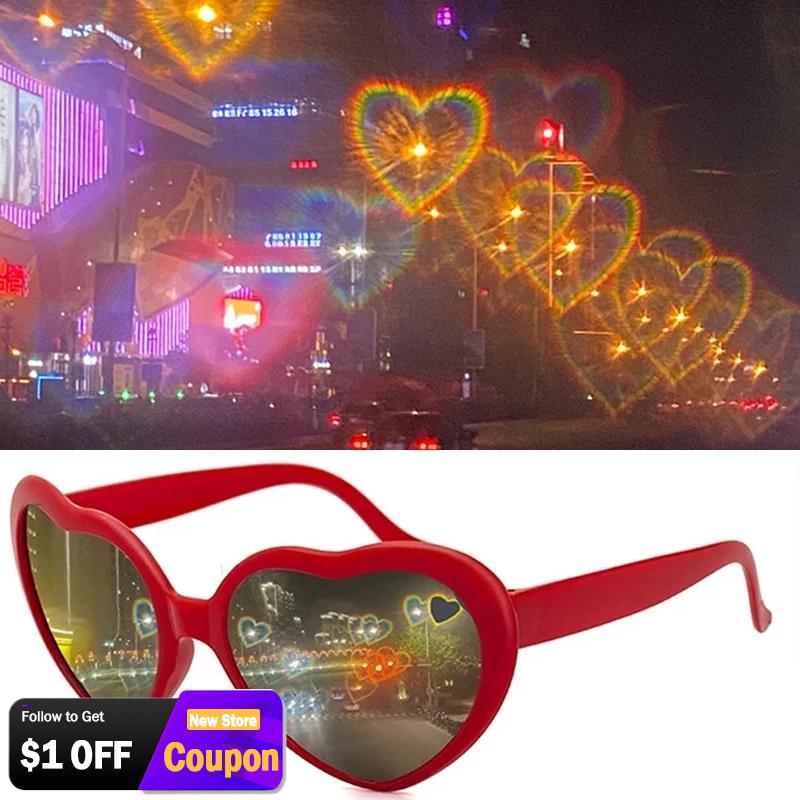 Fashion Heart Shaped Effects Glasses Watch The Lights Change To Heart Shape At Night Diffraction Glasses Women Female Sunglasses
Fashion Heart Shaped Effects Glasses Watch The Lights Change To Heart Shape At Night Diffraction Glasses Women Female Sunglasses