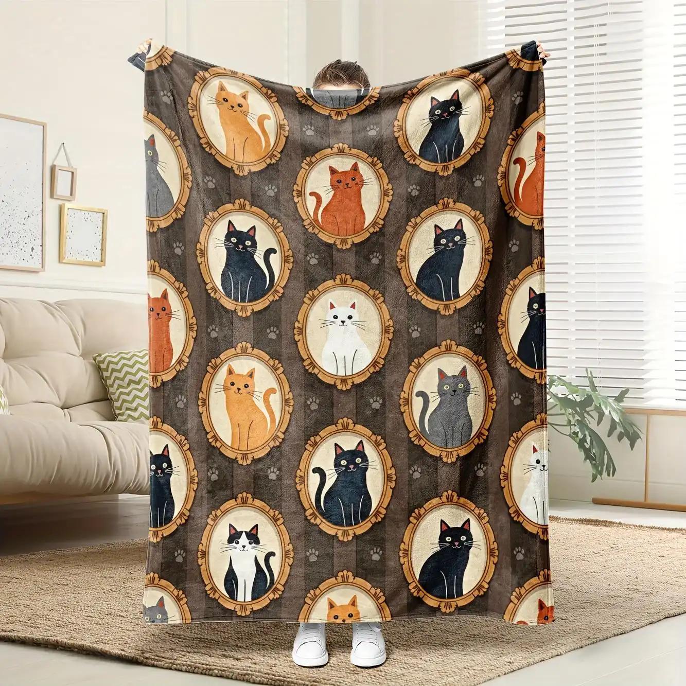 Cat and floral patterns Flannel printed blanket suitable for all seasons suitable for living room office sofa and travel 75x100cm
Cat and floral patterns Flannel printed blanket suitable for all seasons suitable for living room office sofa and travel 75x100cm