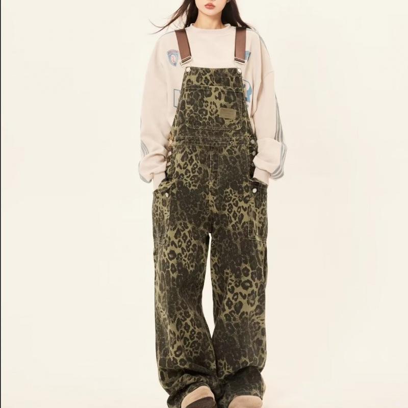 Unisex Retro Leopard Print Denim Overalls - Casual Straight-Leg M
Unisex Retro Leopard Print Denim Overalls - Casual Straight-Leg M
