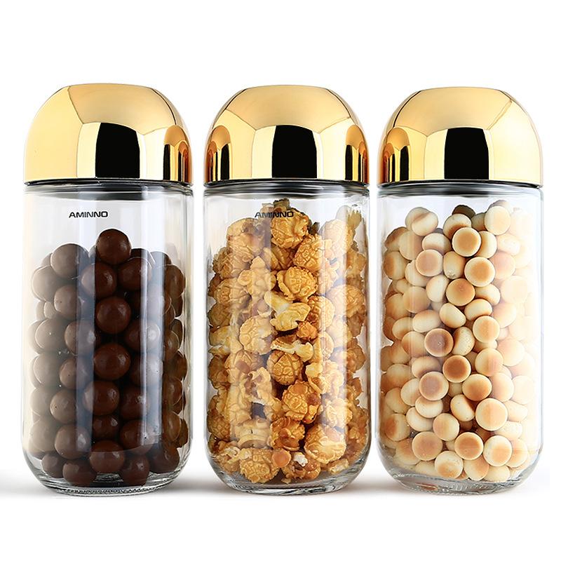 Gold-plated Transparent Glass Jar with Lid Sealed Food Storage Container Candy Box Food Jar Coffee Bean Tea Can Kitchen Decor
Gold-plated Transparent Glass Jar with Lid Sealed Food Storage Container Candy Box Food Jar Coffee Bean Tea Can Kitchen Decor