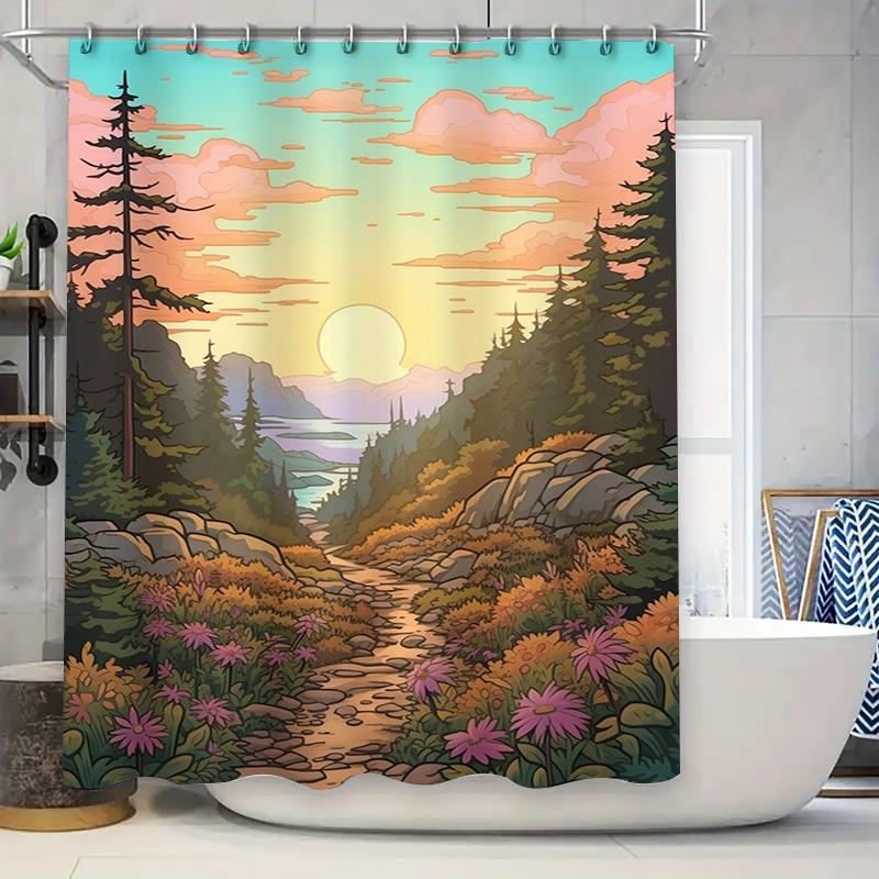 Sunset Forest Trail Shower Curtain With Mountain Lake Scenery Multicolor Floral Design For Bathroom Decor Wall Hangings Bath Lin 90x180cm
Sunset Forest Trail Shower Curtain With Mountain Lake Scenery Multicolor Floral Design For Bathroom Decor Wall Hangings Bath Lin 90x180cm