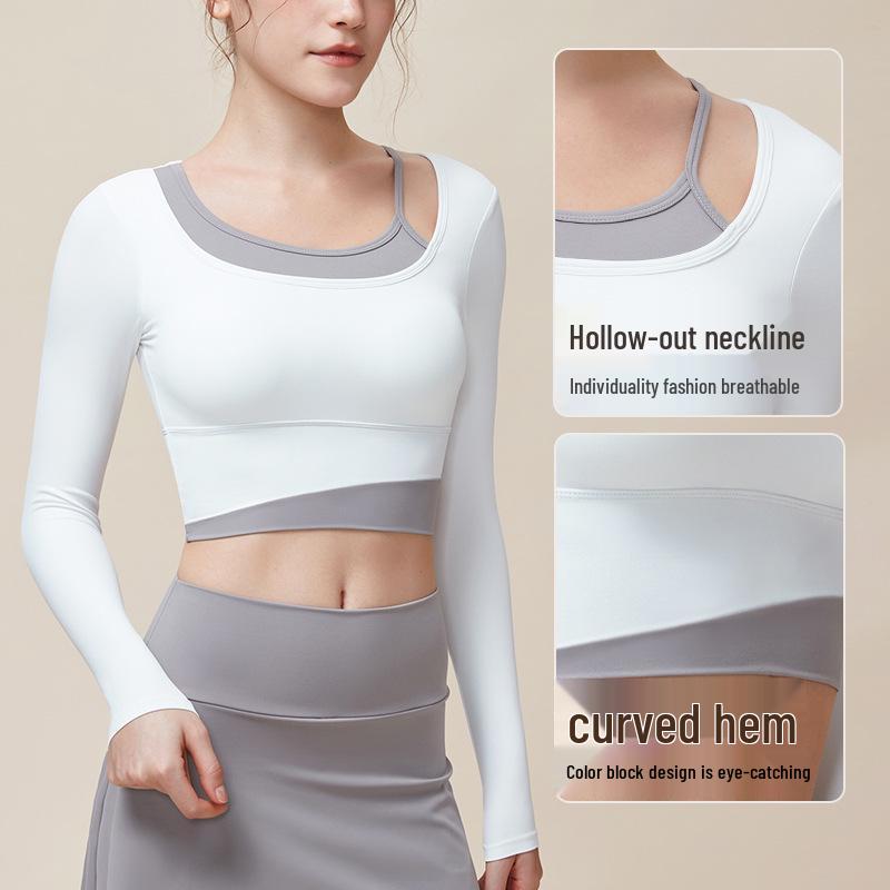 Colorblock Faux Two-Piece Yoga Suit: High Elastic, Skin-Friendly Long Sleeve with Integrated Cup for a Nude Feel. Medium рожевий/абрикосовий
Colorblock Faux Two-Piece Yoga Suit: High Elastic, Skin-Friendly Long Sleeve with Integrated Cup for a Nude Feel. Medium рожевий/абрикосовий