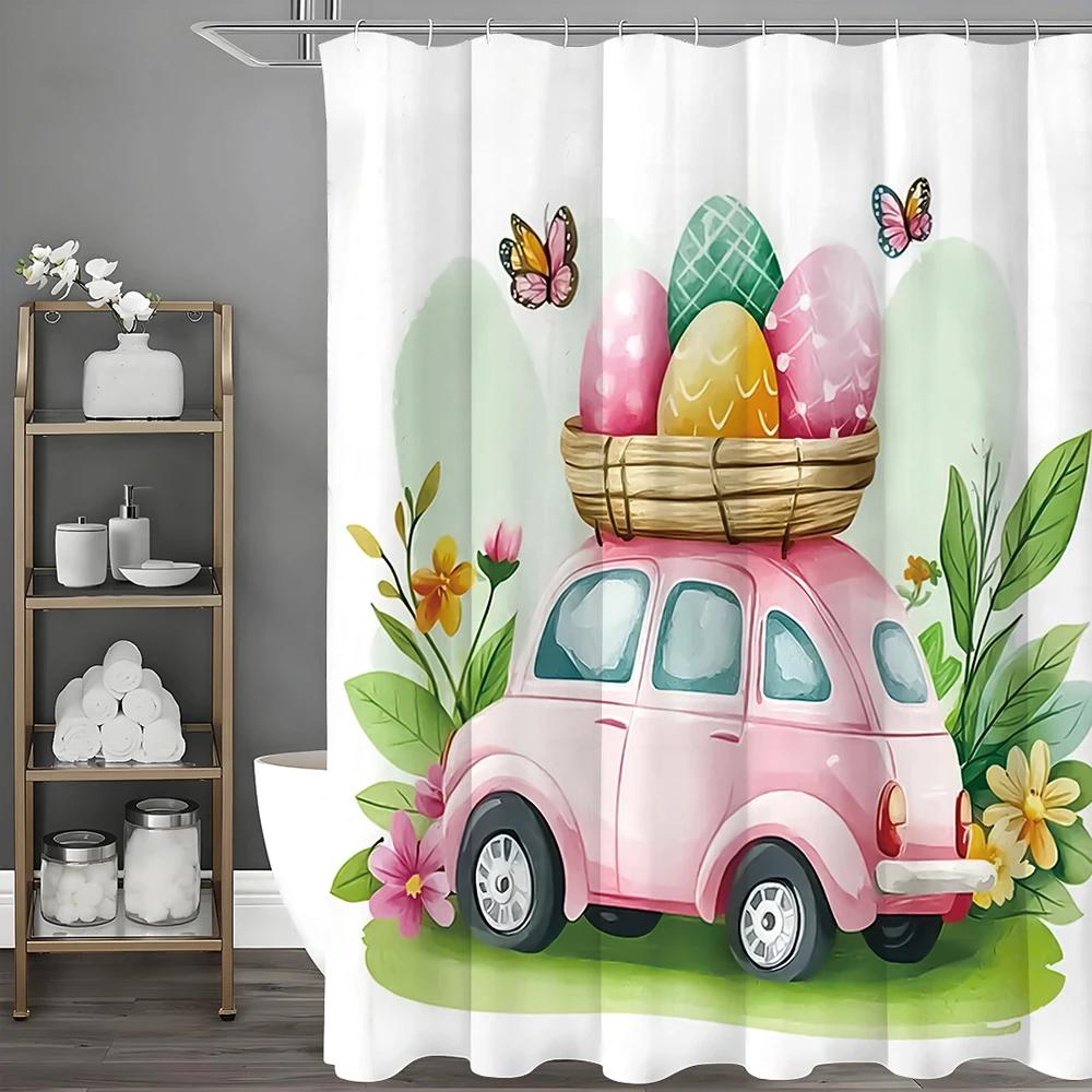 Easter Pink Car Egg Floral Shower Curtain, Bathroom Decorative Shower Curtain, Waterproof Shower Curtain With Hooks W60H190(CM)-1 Pcs
Easter Pink Car Egg Floral Shower Curtain, Bathroom Decorative Shower Curtain, Waterproof Shower Curtain With Hooks W60H190(CM)-1 Pcs