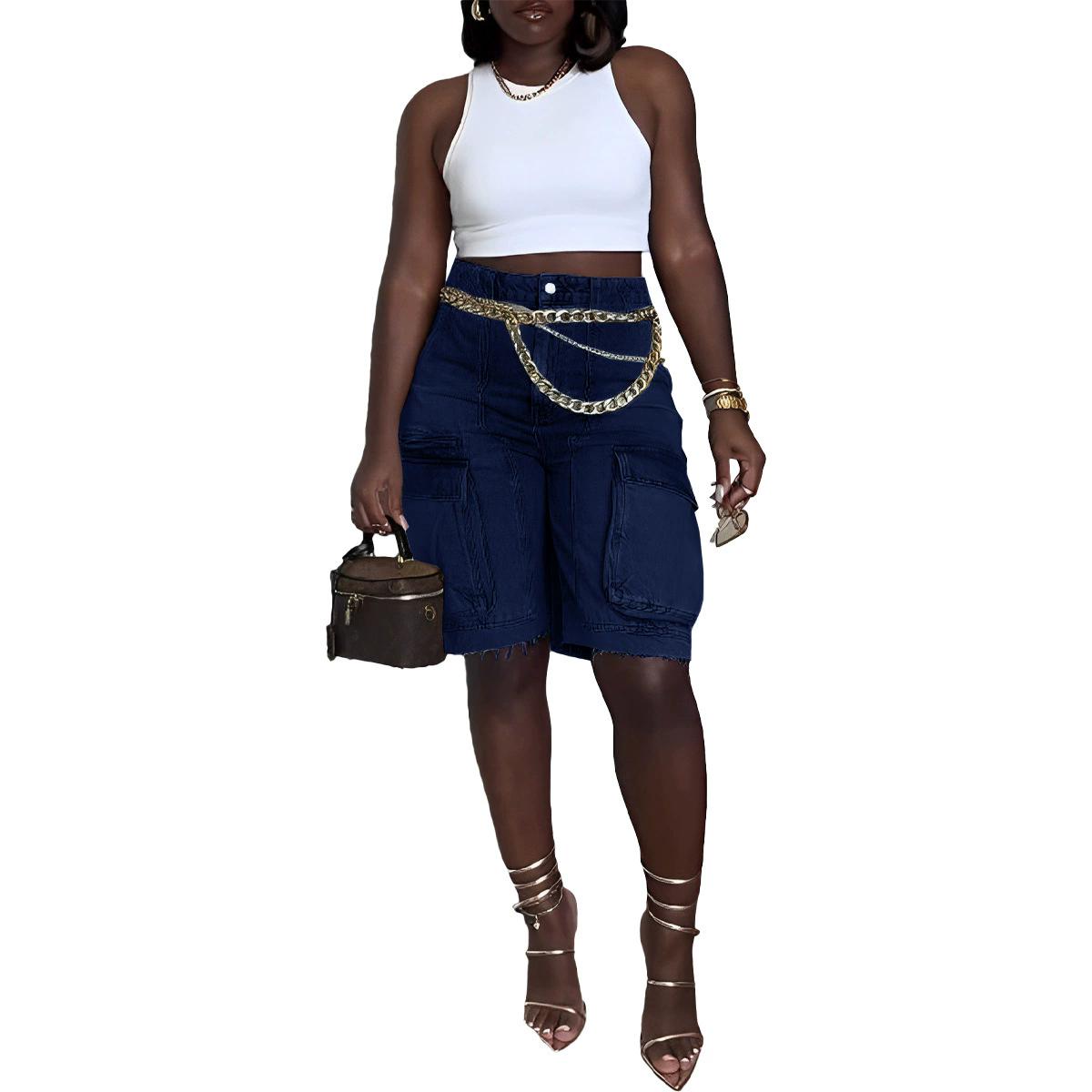 Women Fashion Pocket Side Straight Knee Length Cargo Jeans Summer Party Street Short Pants XS темно-синього кольору
Women Fashion Pocket Side Straight Knee Length Cargo Jeans Summer Party Street Short Pants XS темно-синього кольору