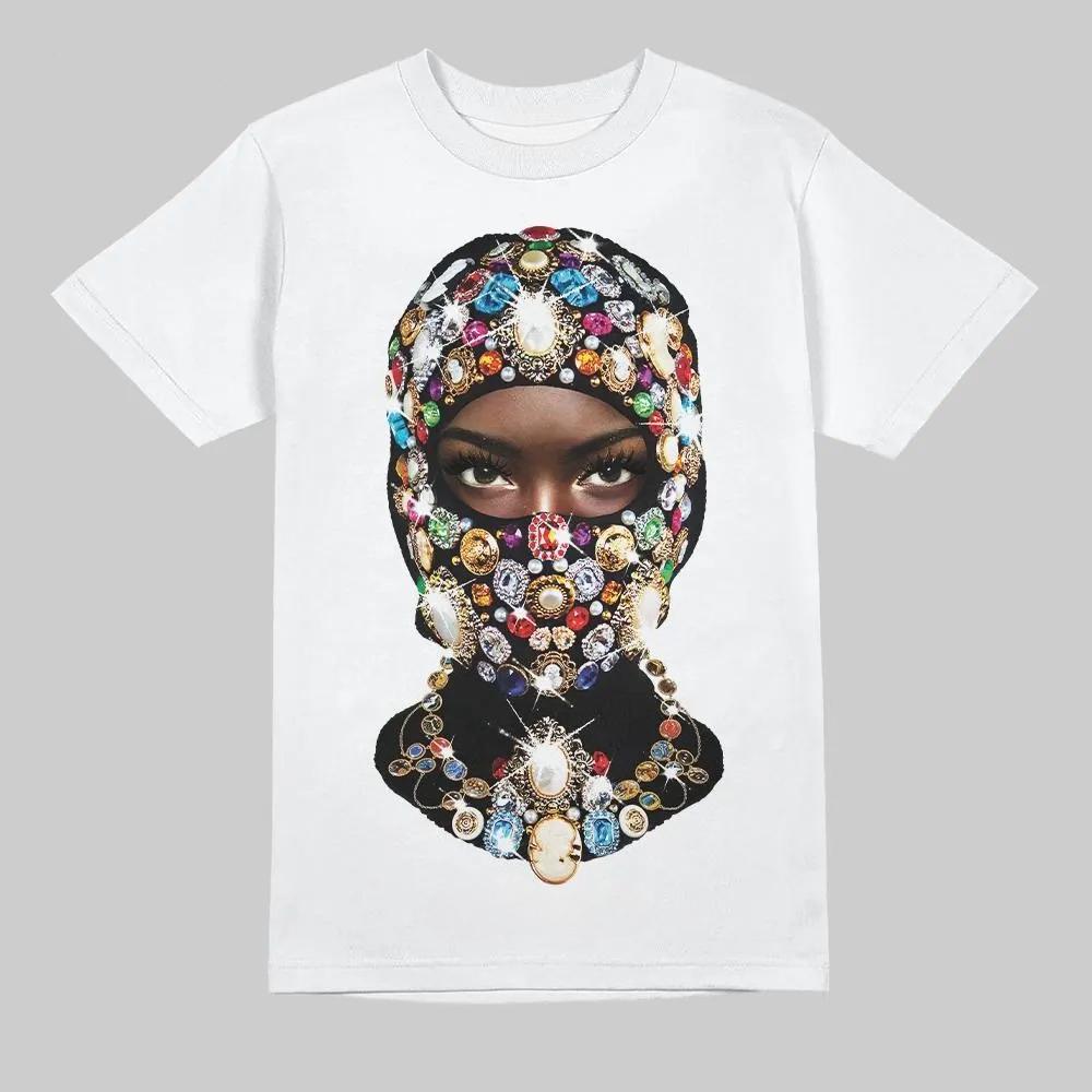Masked Portrait Printed Tshirt Women and Unisex Hiphop Street Style Top Spring and Summer Loose Short Sleeved Unisex Tshirt M
Masked Portrait Printed Tshirt Women and Unisex Hiphop Street Style Top Spring and Summer Loose Short Sleeved Unisex Tshirt M