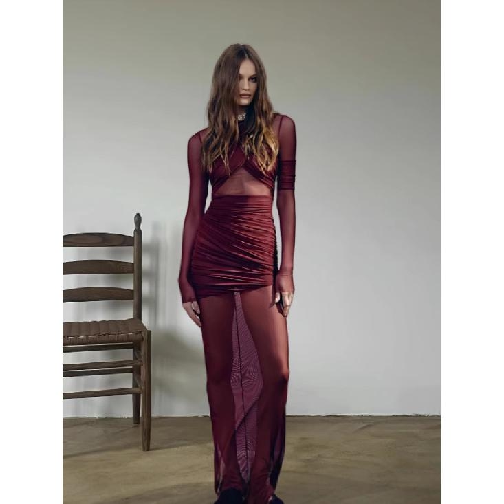 Mesh Patchwork Sheer Maxi Dress For Women Ruched Long Sleeve Bodycon Party Club Evening Dresses Elegant Vestido Robe XL бежевий
Mesh Patchwork Sheer Maxi Dress For Women Ruched Long Sleeve Bodycon Party Club Evening Dresses Elegant Vestido Robe XL бежевий