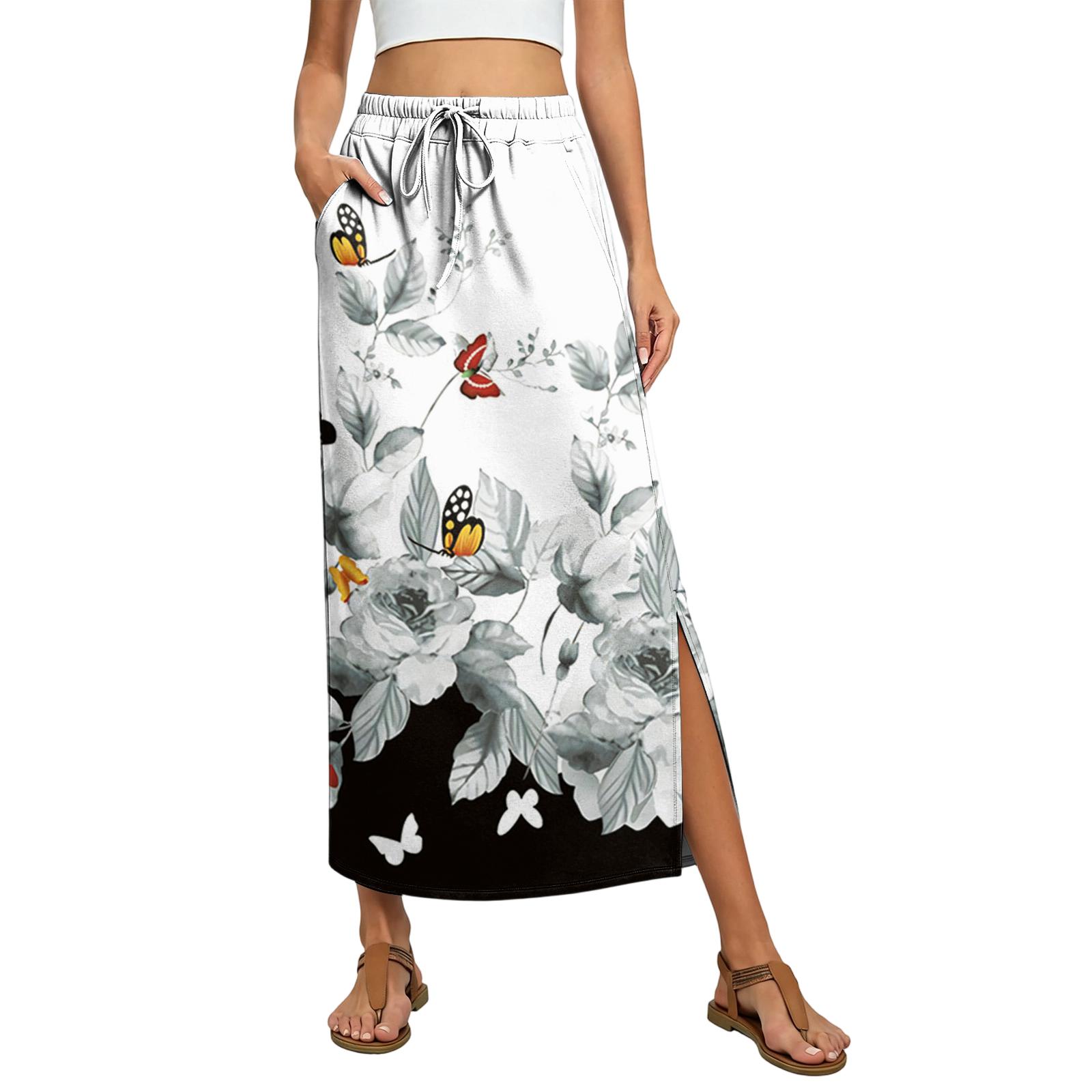 Ladies floral elastic waist drawstring pocket skirt XL білий
Ladies floral elastic waist drawstring pocket skirt XL білий