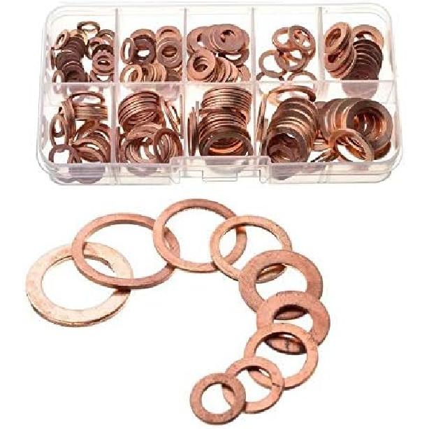 200 шт. Медная уплотнительная шайба сливной пробки моторного масла, уплотнительное кольцо, прокладка, 9 размеров в коробке
200 шт. Медная уплотнительная шайба сливной пробки моторного масла, уплотнительное кольцо, прокладка, 9 размеров в коробке