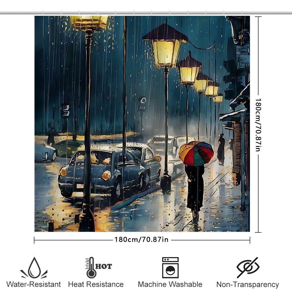 Colorful Umbrella Scene Shower Curtain - Artistic Rainy Night Street View Decor For Home Bathroom Easy To Clean And Maintain W60H190(CM)-1 Pcs
Colorful Umbrella Scene Shower Curtain - Artistic Rainy Night Street View Decor For Home Bathroom Easy To Clean And Maintain W60H190(CM)-1 Pcs