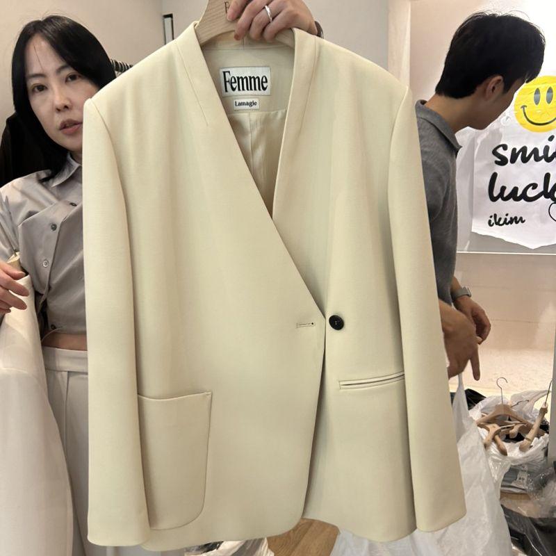 Дондэмун V-образный вырез Свободный Повседневный Маленький костюм на одной пуговице Light yellow M
Дондэмун V-образный вырез Свободный Повседневный Маленький костюм на одной пуговице Light yellow M