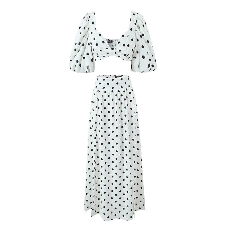 Rome Holiday Australia Niche Style Seaside Holiday Puff Sleeves High Waist Polka Dot Top Split Skirt Sexy Suit White polka dot suit S
Rome Holiday Australia Niche Style Seaside Holiday Puff Sleeves High Waist Polka Dot Top Split Skirt Sexy Suit White polka dot suit S